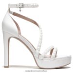 sandalias | sandalia de vestir de amor 60D4P0309 Naturalizer mujer tela blanca seda/perlas - Imagen 2